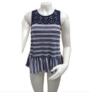 Free People Blue Ruffled Top